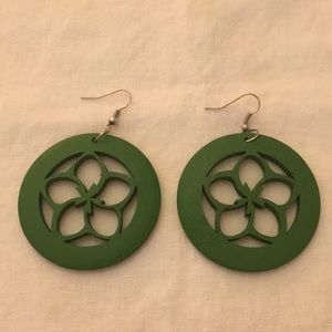 Green Flower Earrings